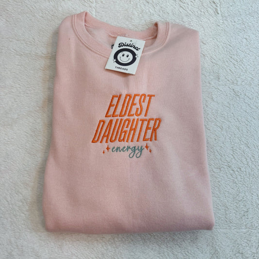Taylor Inspired Eldest Daughter Energy Embroidered Crewneck Sweatshirt