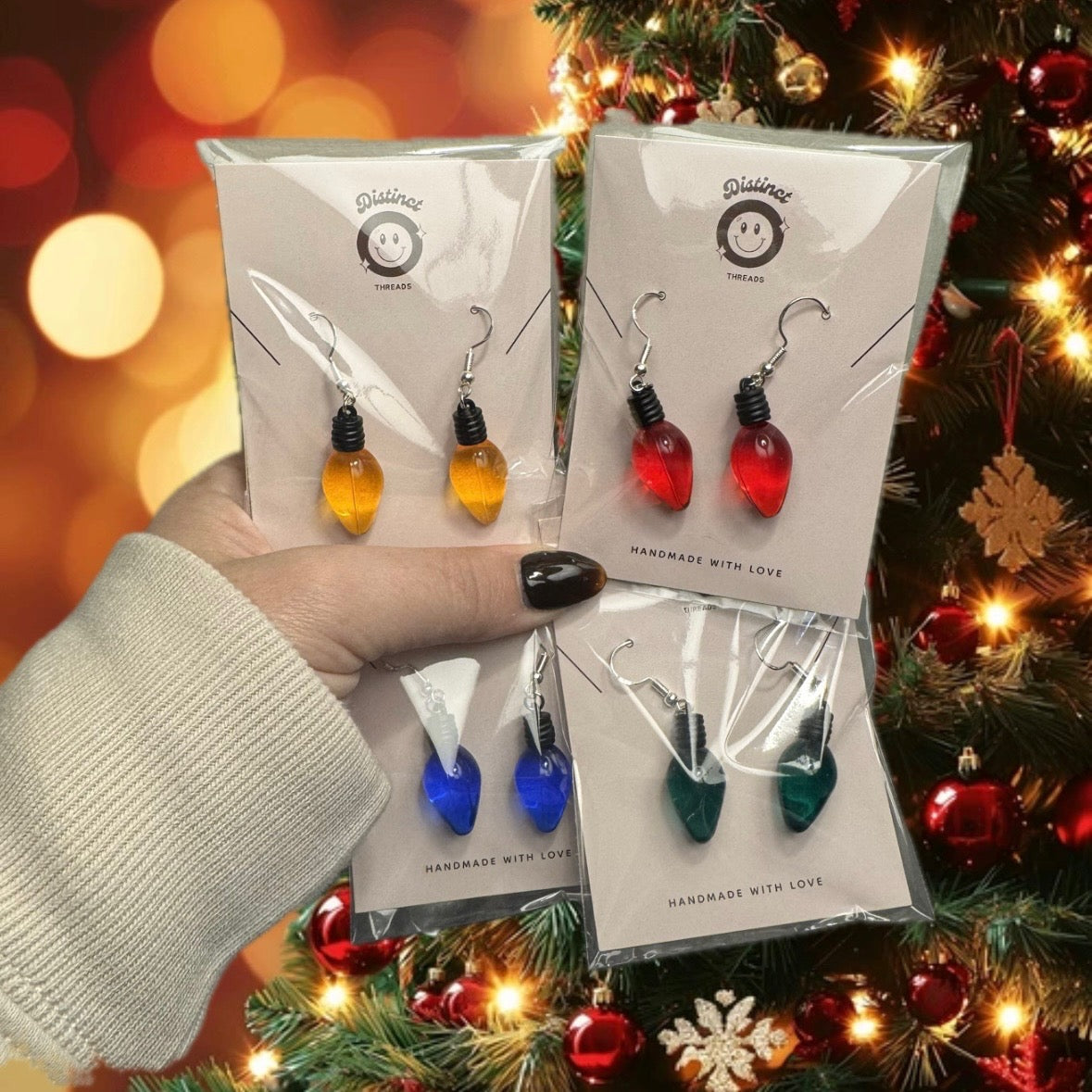 Christmas Lights Dangly Earrings