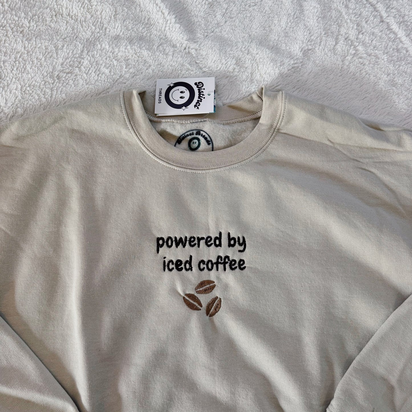 Powered By Iced Coffee Ready To Ship Embroidered Crew - Size Large