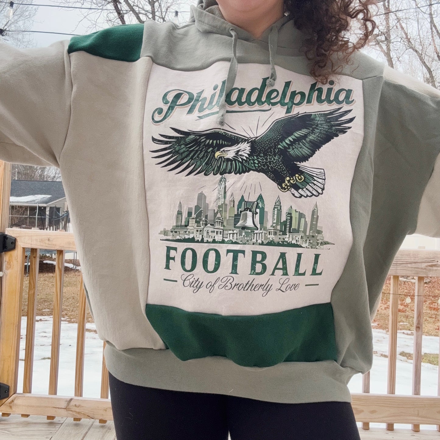 Philadelphia Football Patchwork Hoodie - Size S-2XL