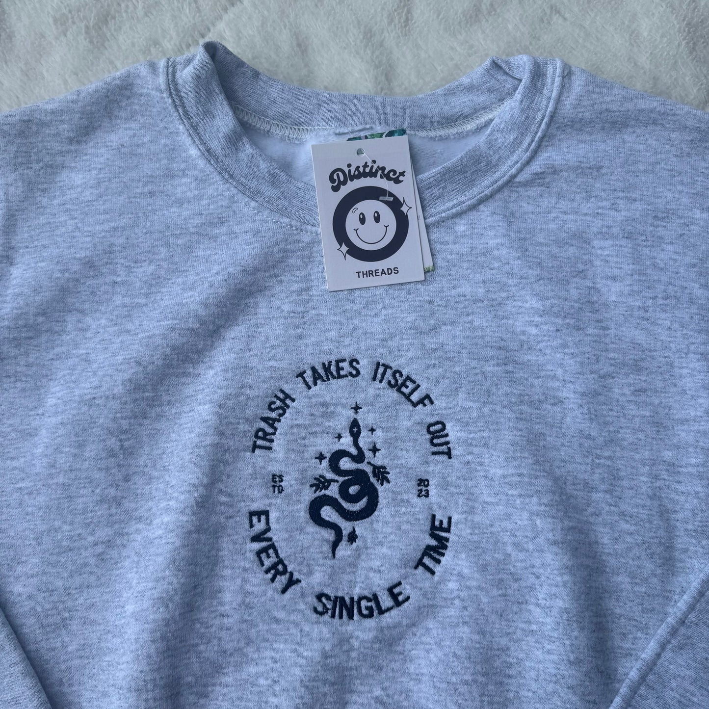 The Trash Takes Itself Out Taylor Inspired Ready To Ship Embroidered Crew - Size Small