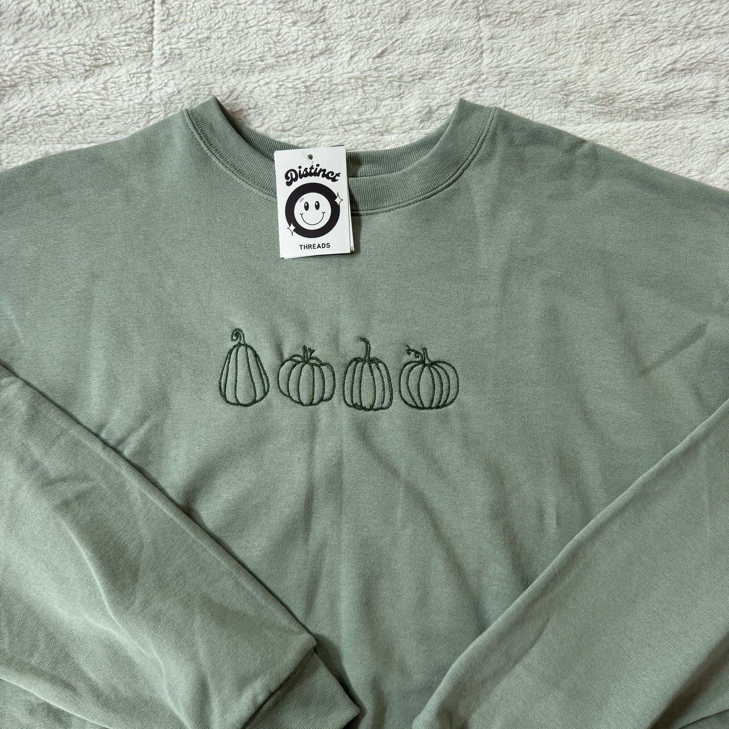 Row Of Pumpkins Ready To Ship Embroidered Crew - Size Large