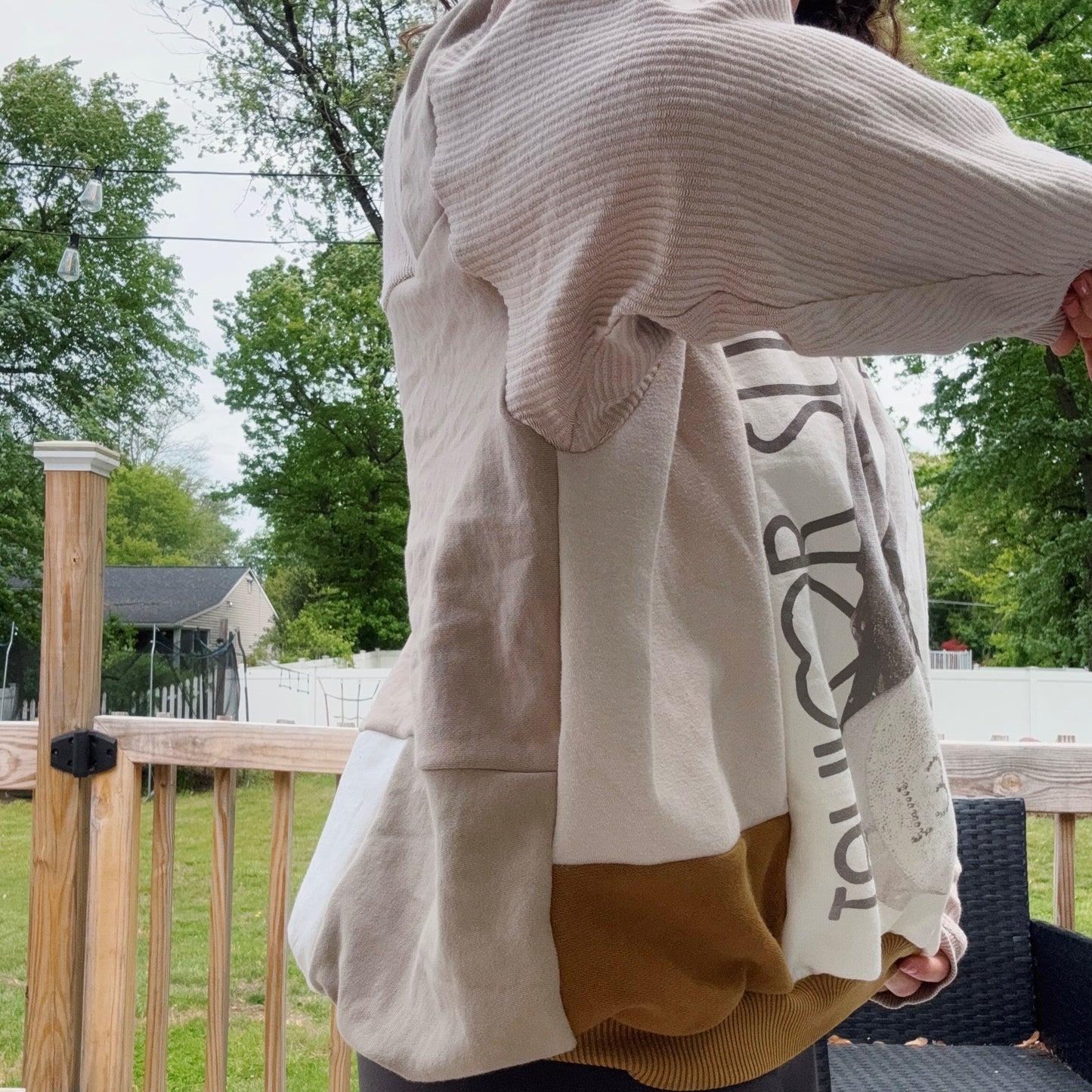 Eras Neutral Patchwork Crewneck - Size S-2XL