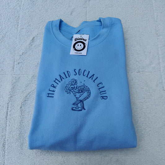 Mermaid Social Club Embroidered Crewneck Sweatshirt