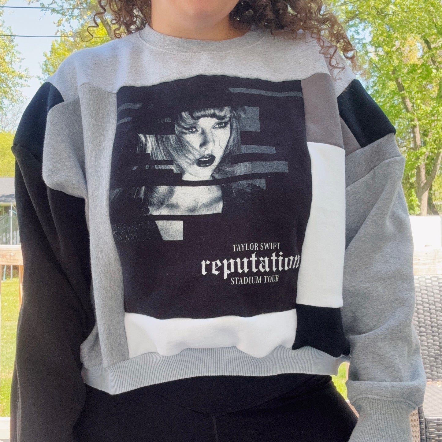 Rep Patchwork Cropped Crew - Size XS-L
