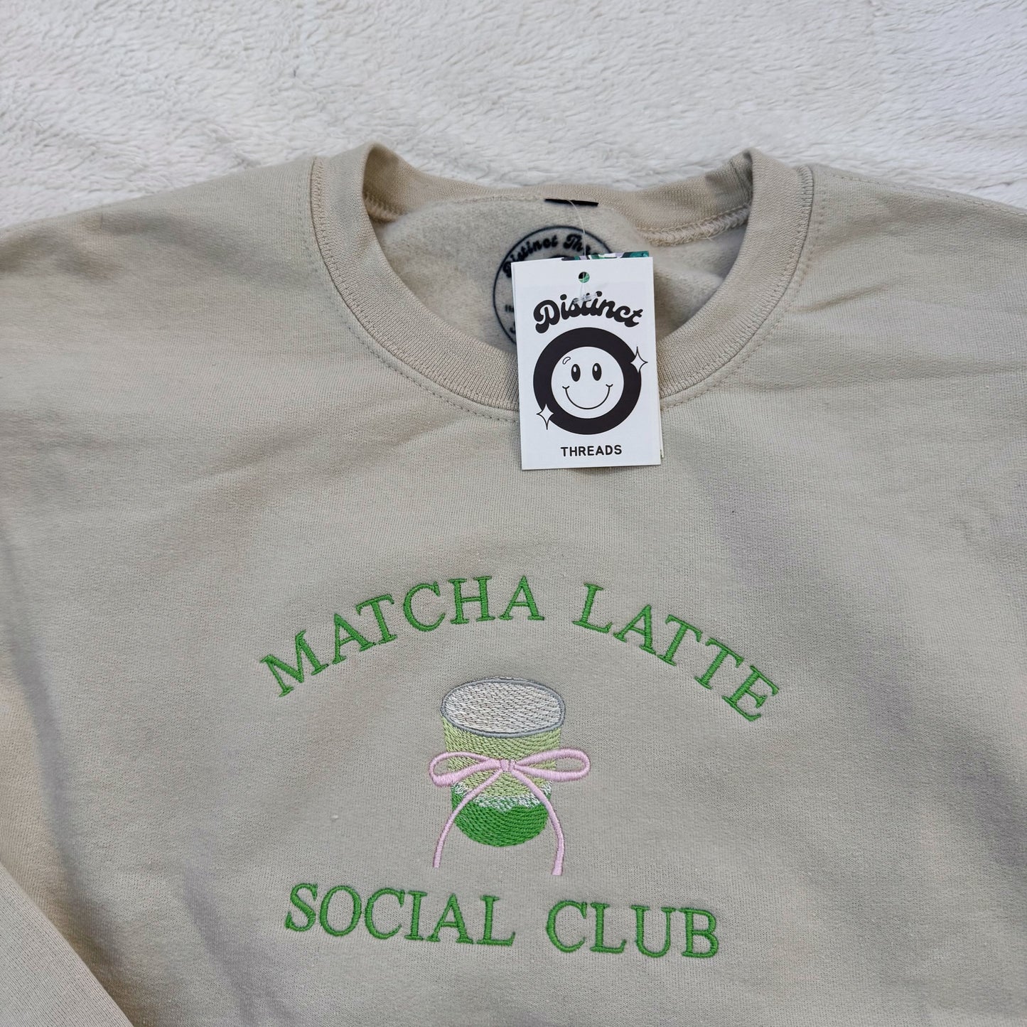 Matcha Latte Social Club Ready To Ship Embroidered Crew - Size Medium