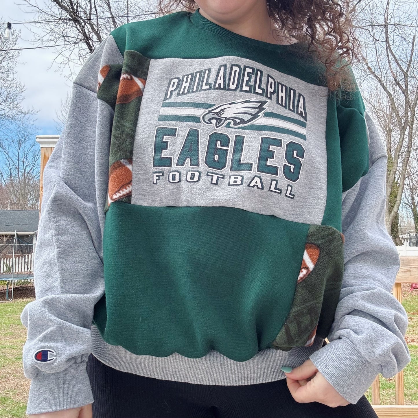 Birds Football Patchwork Hoodie - Size XS-XL