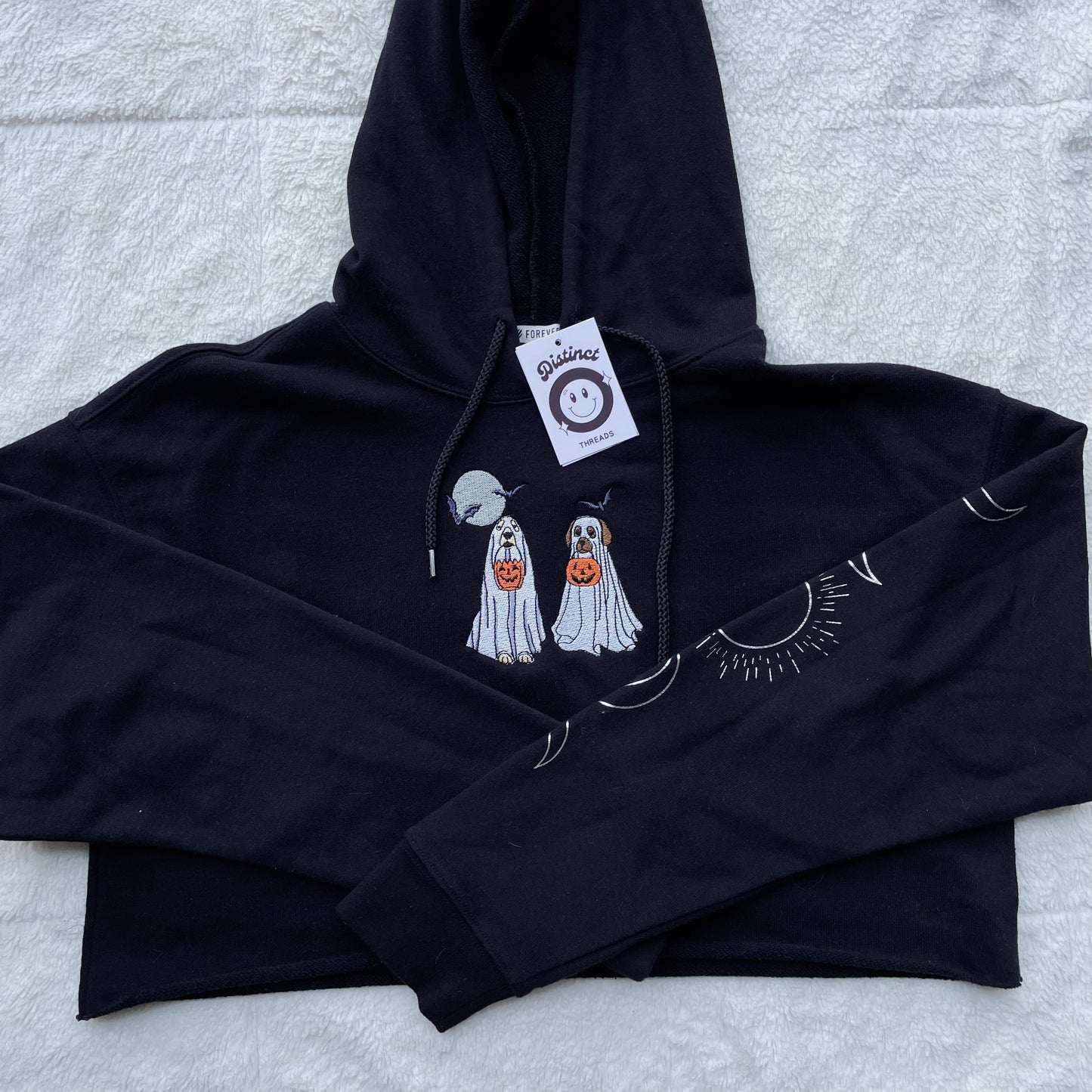 Ghost Doggos F21 Embroidered Cropped Hoodie - Size Large