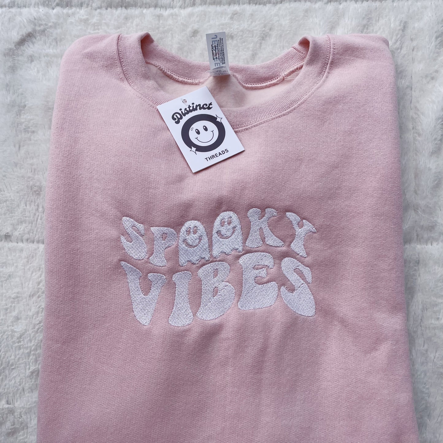 Spooky Vibes Ghosts Embroidered Crewneck Sweatshirt