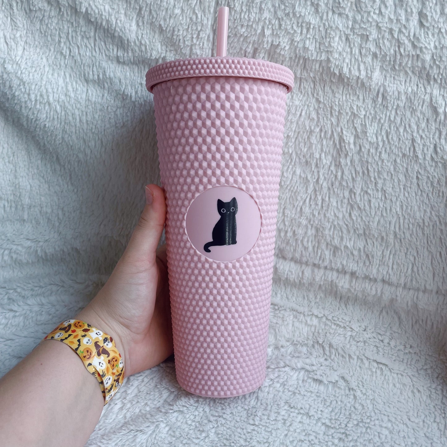 24 oz Black Cat Studded Tumbler