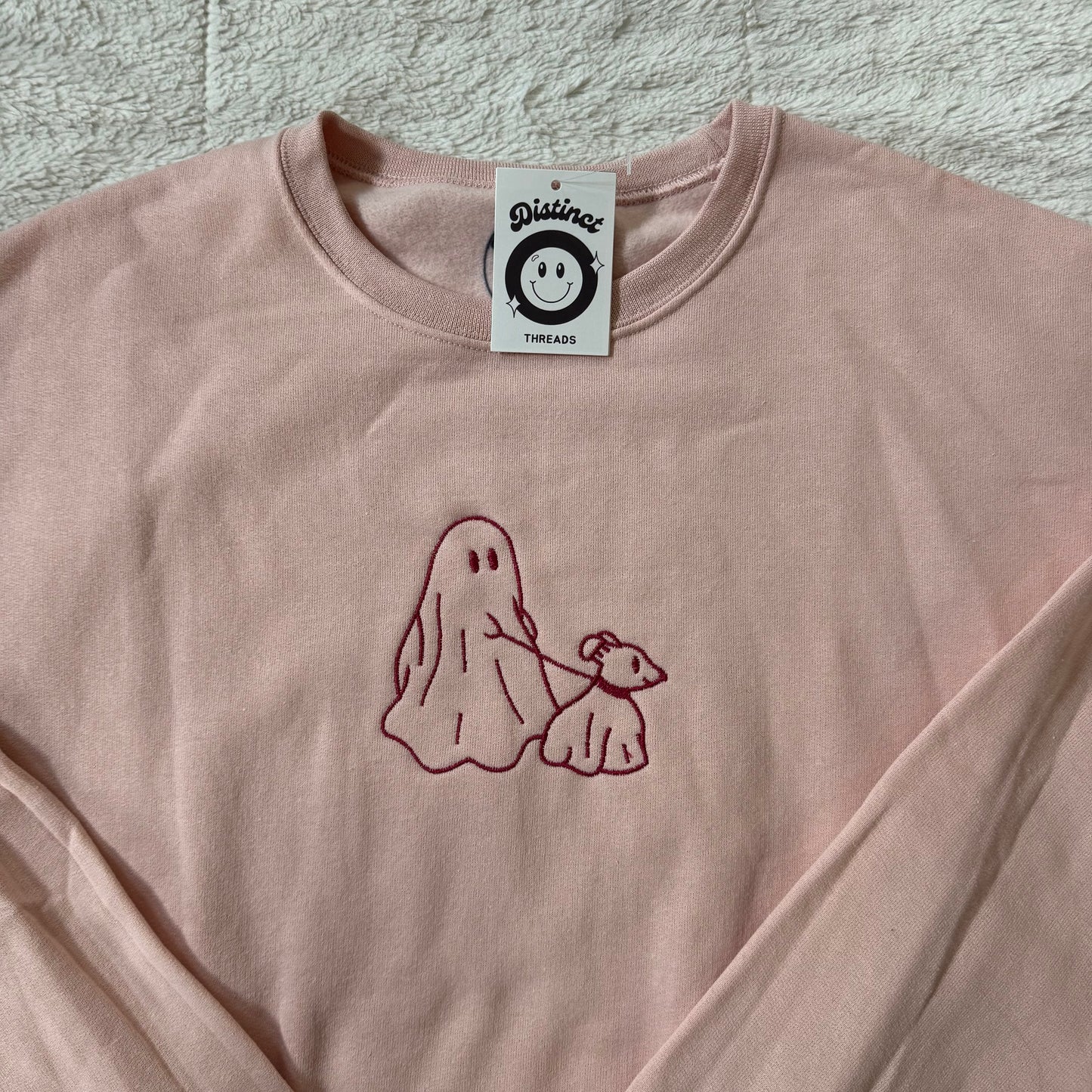 Ghost Walking Dog Ready To Ship Embroidered Crew - Size Large