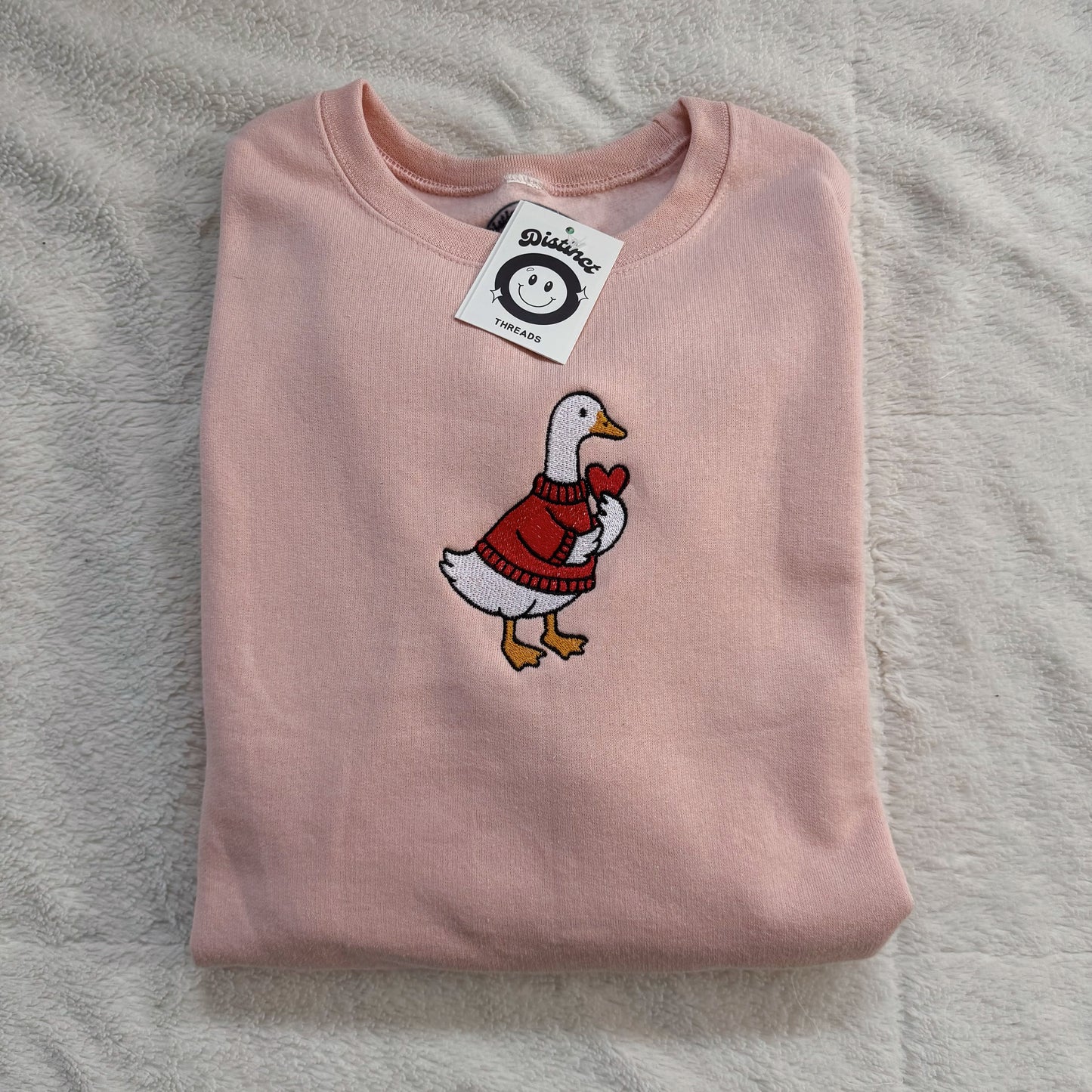Heart Sweater Goose Embroidered Crewneck Sweatshirt