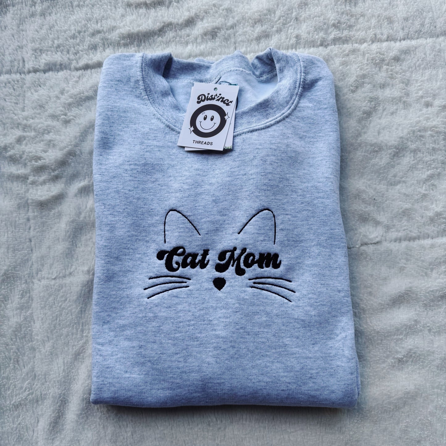 Cat Mom Embroidered Crewneck Sweatshirt