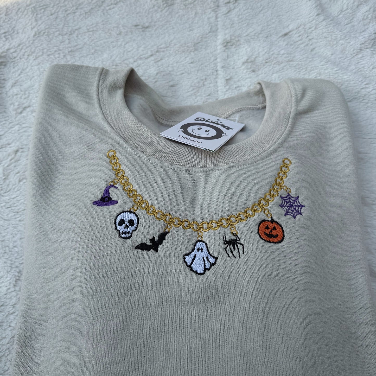 Spooky Necklace Embroidered Crewneck Sweatshirt