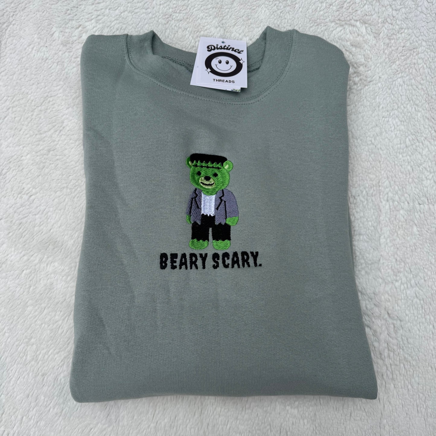 Beary Scary Frankenbear Embroidered Crewneck Sweatshirt