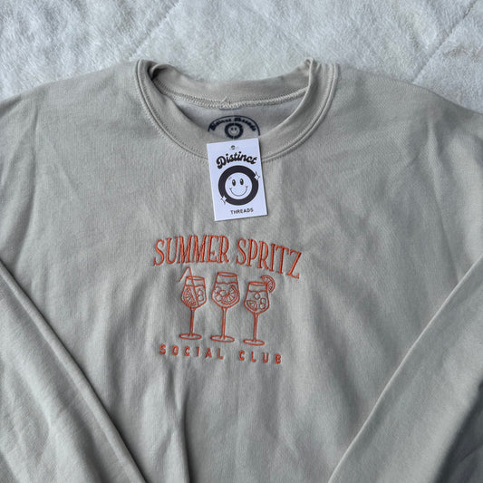 Summer Spritz Social Club Ready To Ship Embroidered Crew - Size Medium