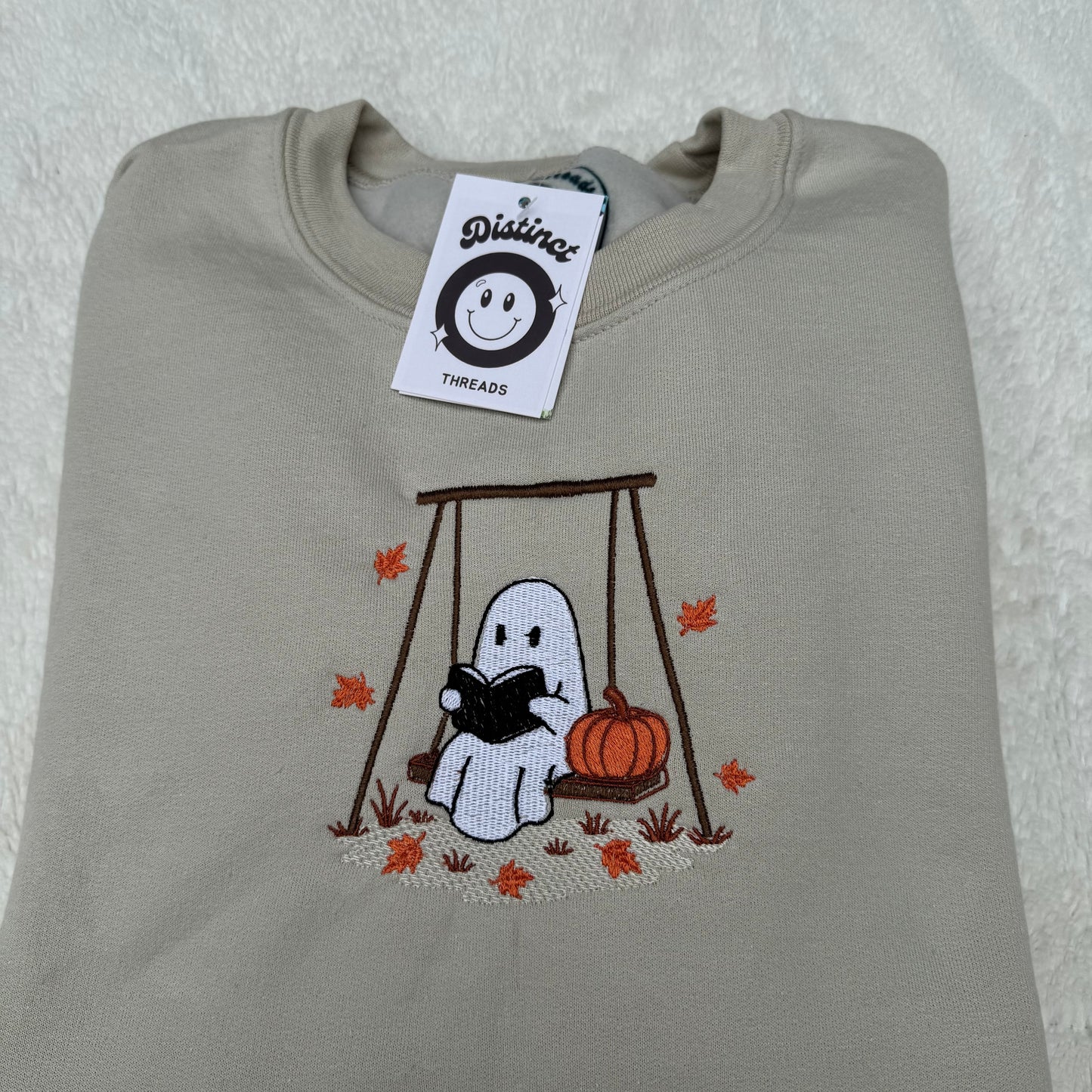 Ghost Reading Embroidered Crewneck Sweatshirt