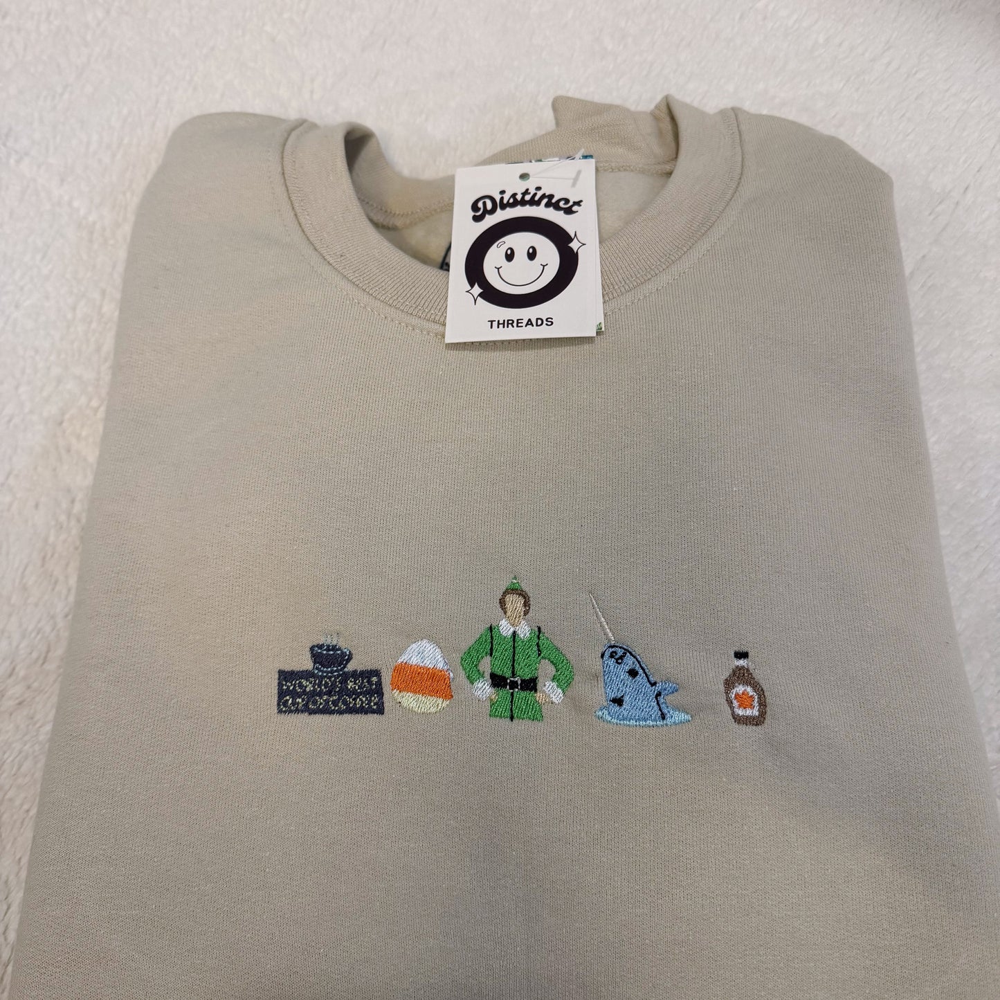 Elf Inspired Christmas Embroidered Crewneck Sweatshirt