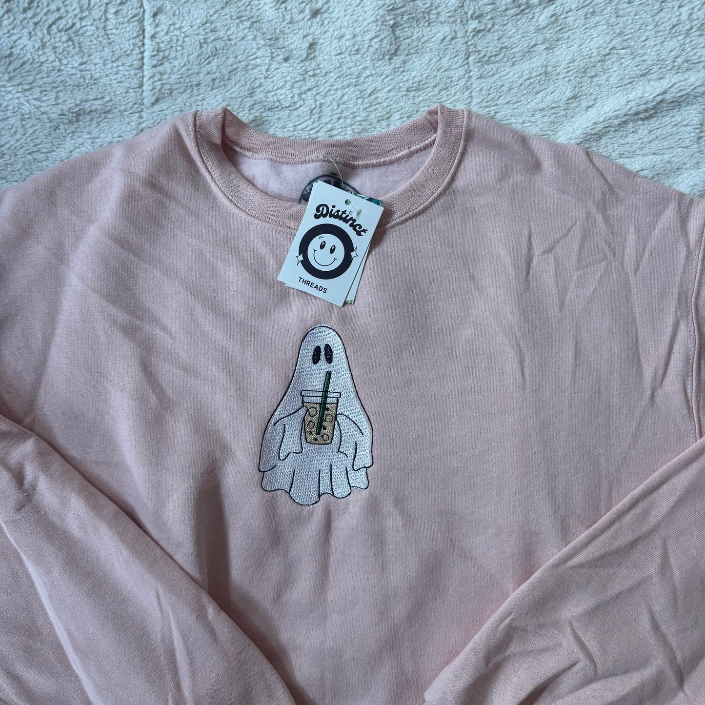 Iced Coffee Ghost Ready To Ship Embroidered Crew - Size Medium