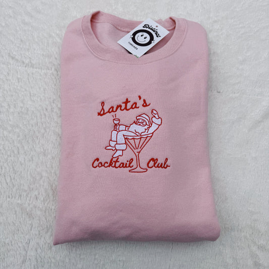 Santa's Cocktail Club Embroidered Crewneck Sweatshirt