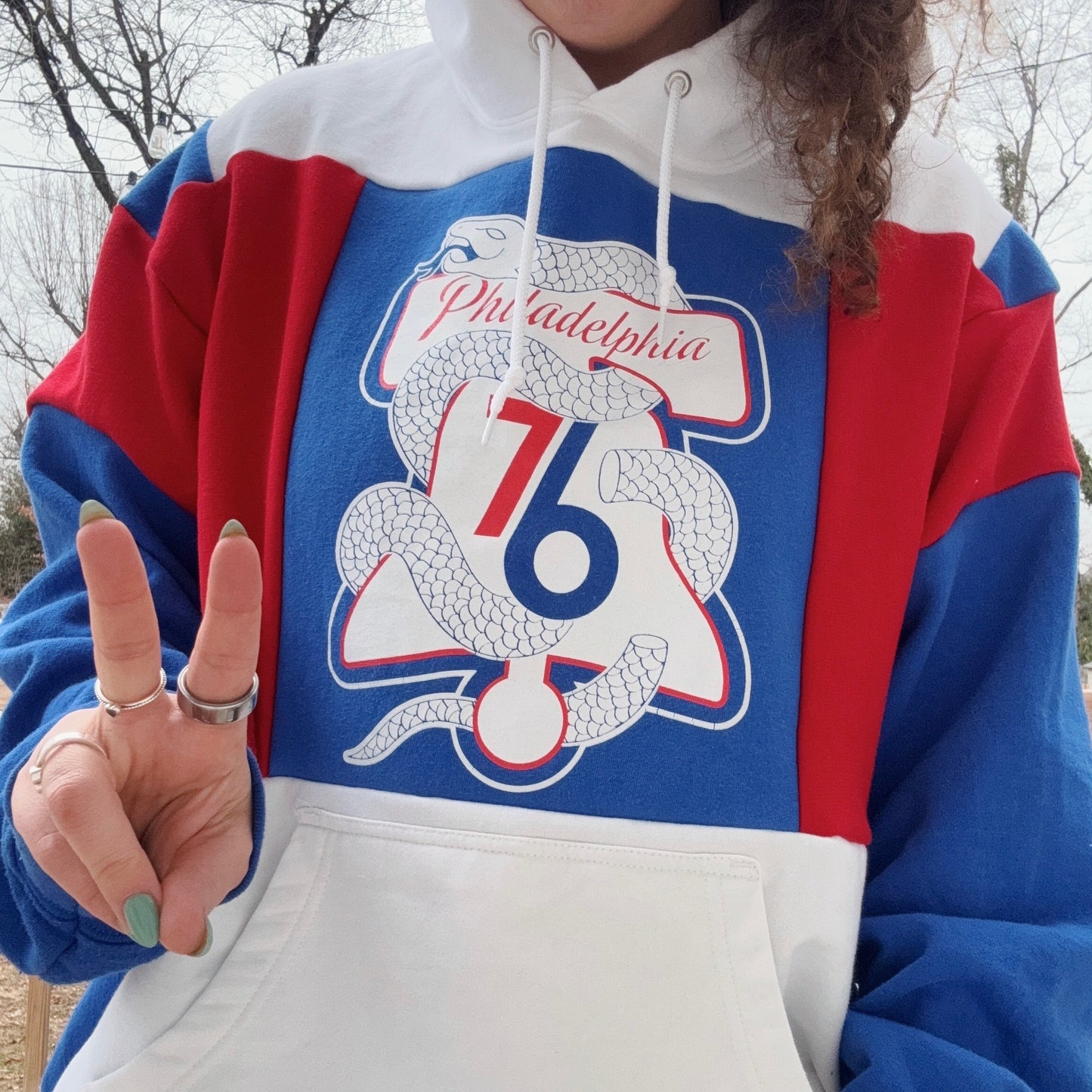 Sixers Patchwork Hoodie - Size XS-2XL