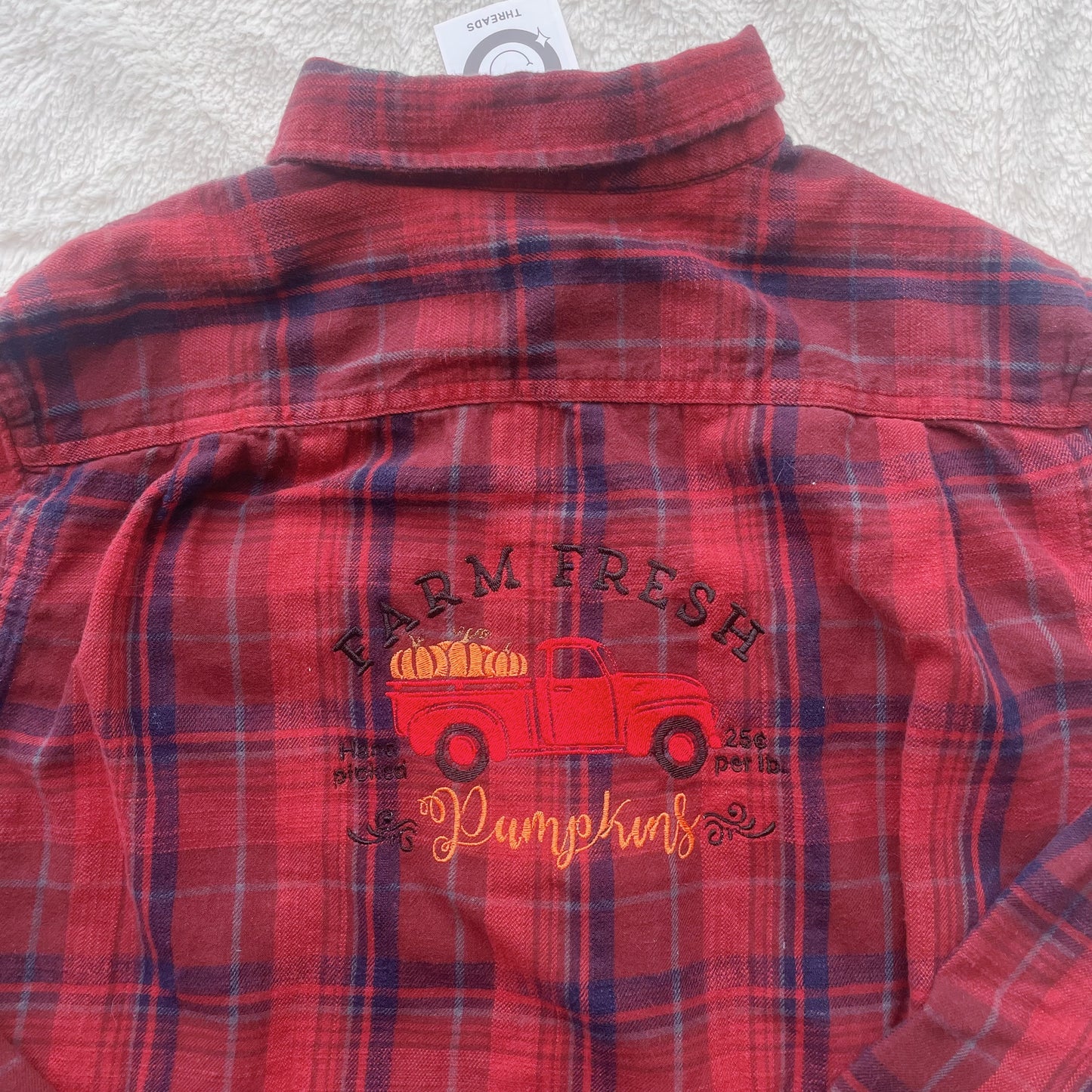 Farm Fresh Pumpkins George Embroidered Flannel - Size Large