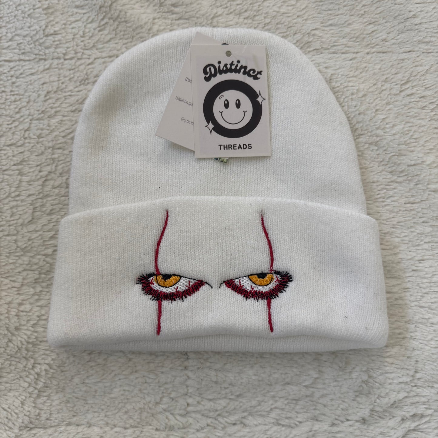 Scary Clown Eyes Ready To Ship Embroidered Beanie
