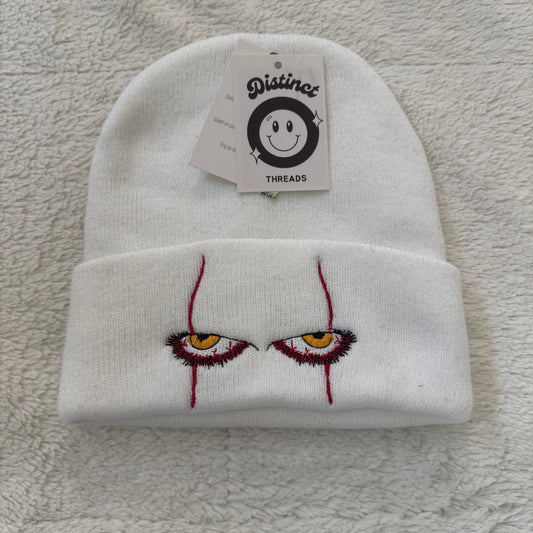 Scary Clown Eyes Ready To Ship Embroidered Beanie