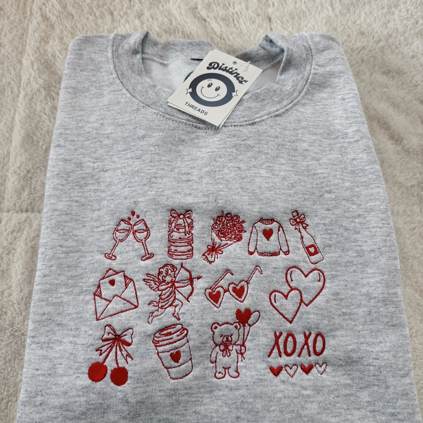 Love Collage Embroidered Crewneck Sweatshirt