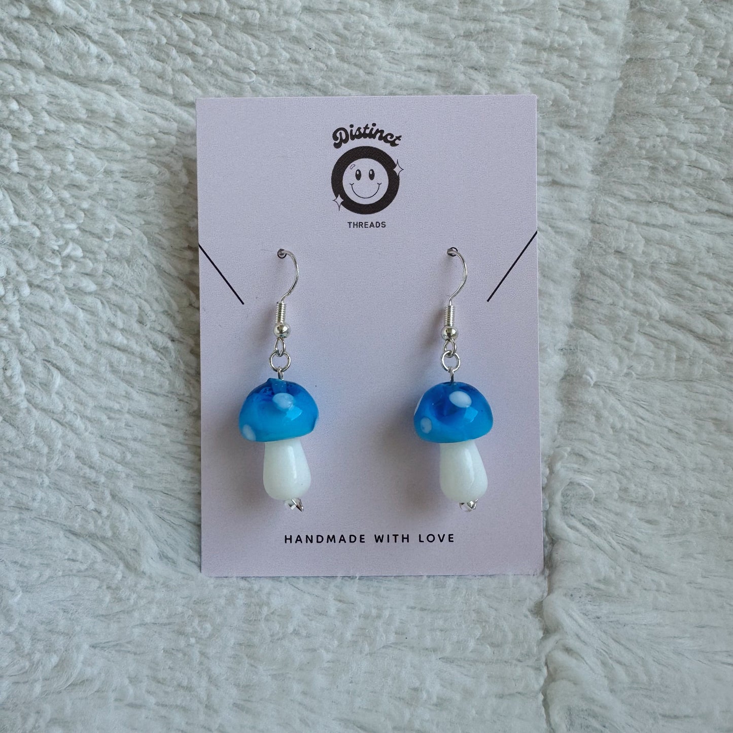 Glass Mushroom Dangly Earrings