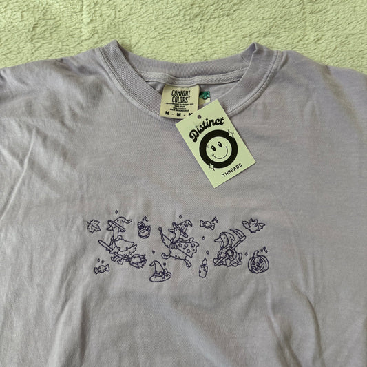 Halloween Geese Ready To Ship Embroidered Comfort Colors Tee - Size Medium