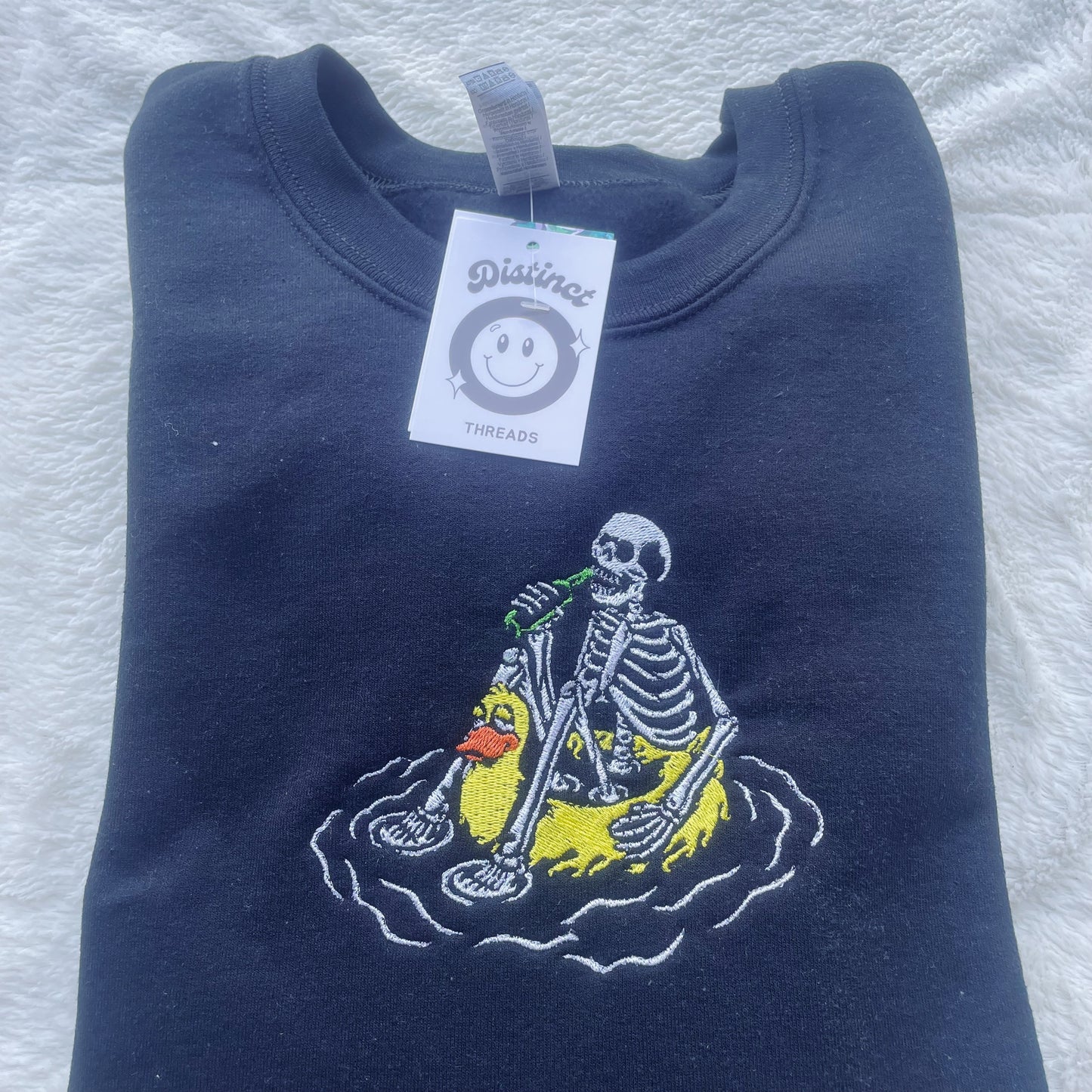 Skeleton On Vacation Embroidered Crewneck Sweatshirt