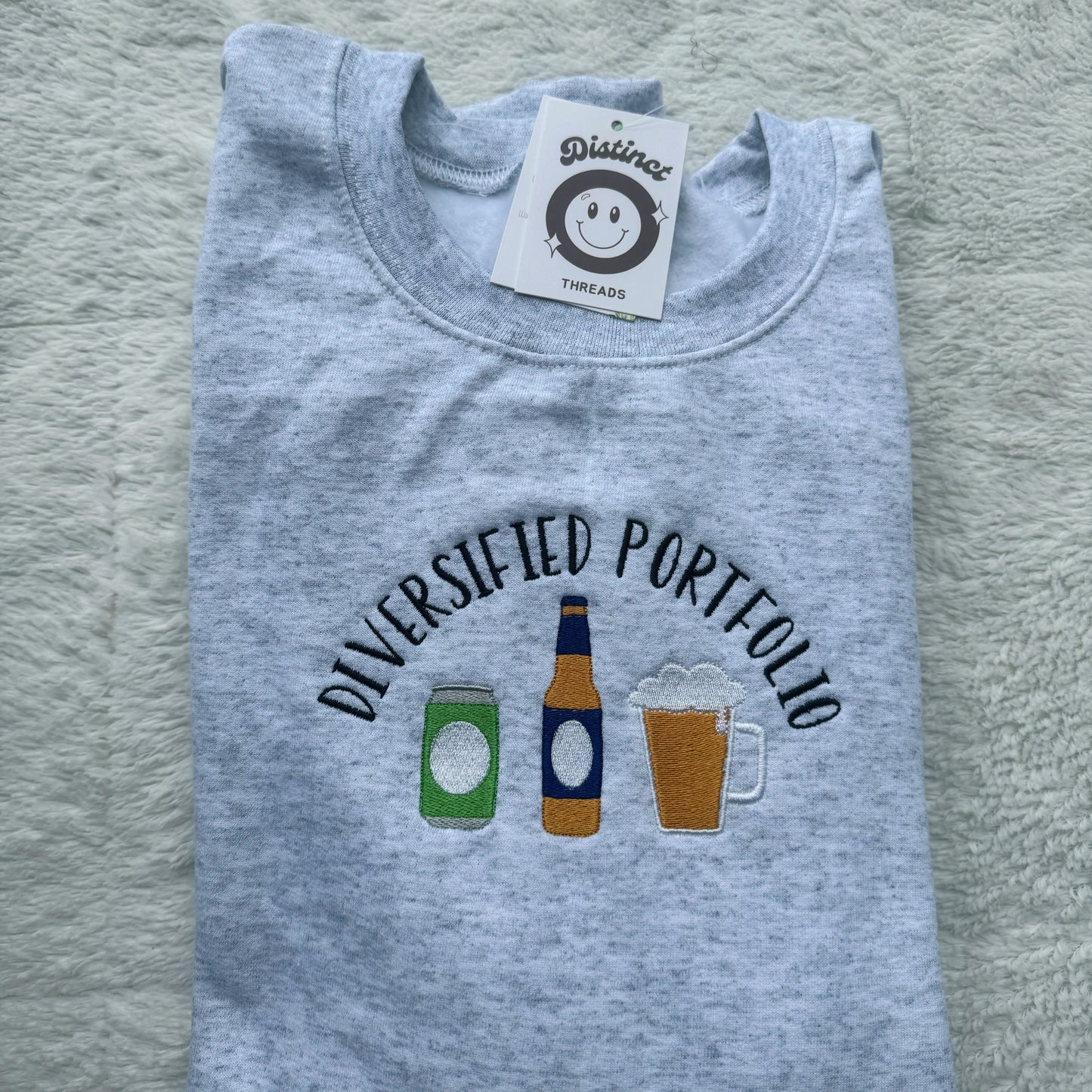 Diversified Portfolio Beer Embroidered Crewneck Sweatshirt