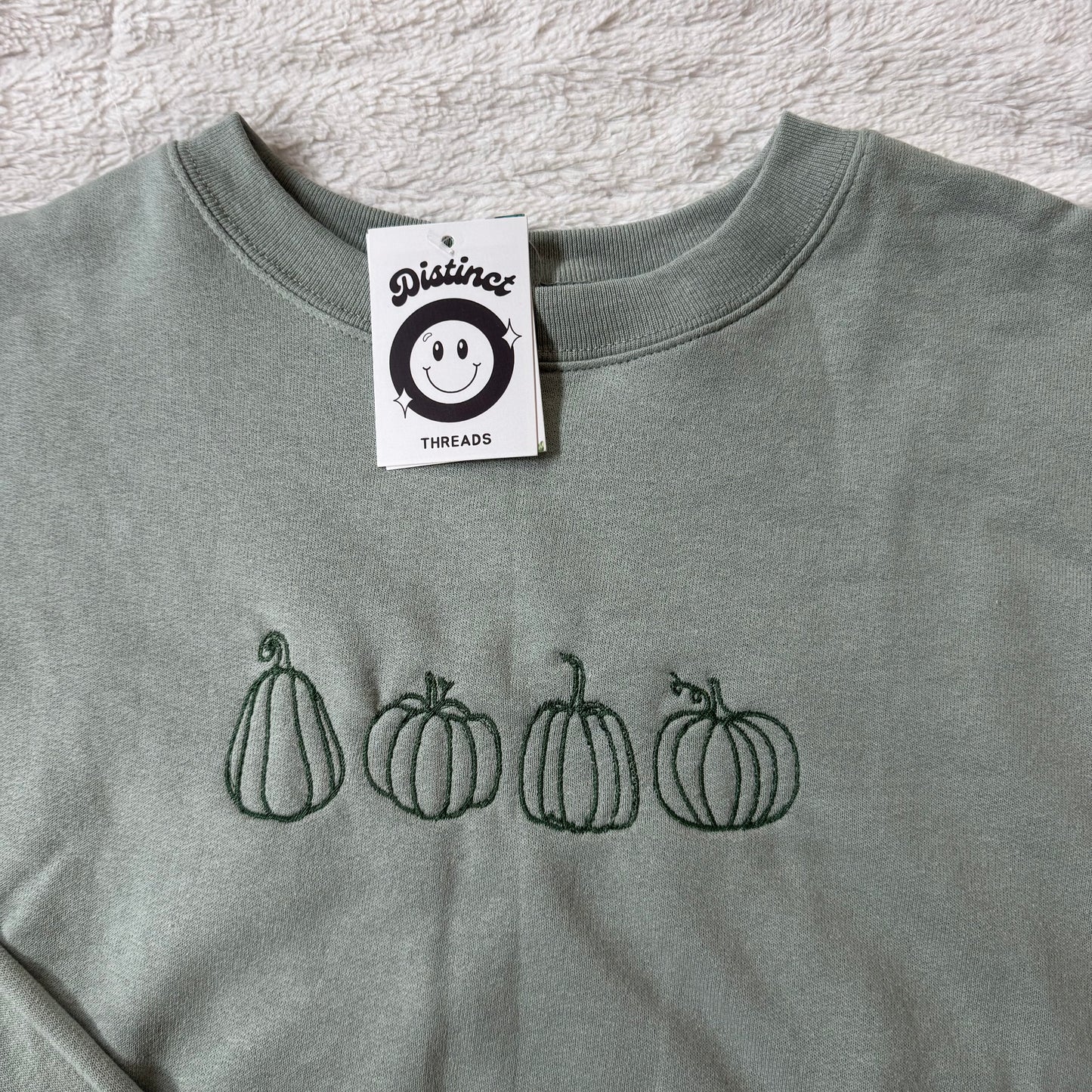 Row Of Pumpkins Ready To Ship Embroidered Crew - Size Large