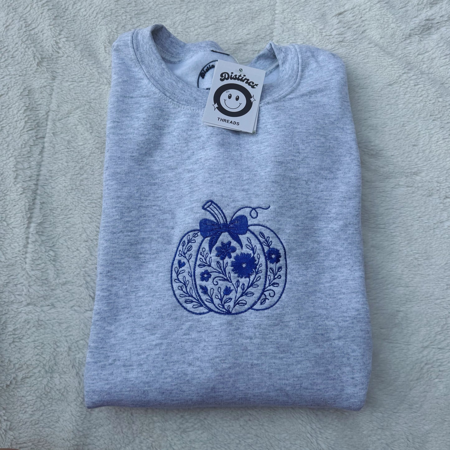 Floral Pumpkin Embroidered Crewneck Sweatshirt