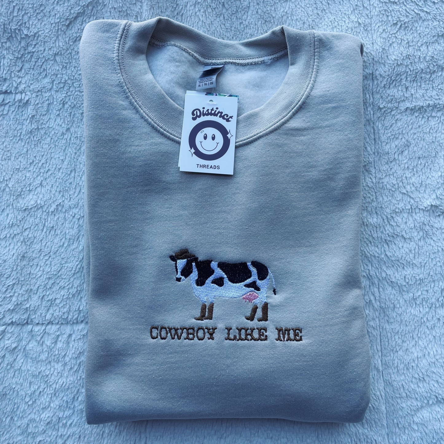 Cowboy Like Me Cow Taylor Inspired Embroidered Crewneck Sweatshirt