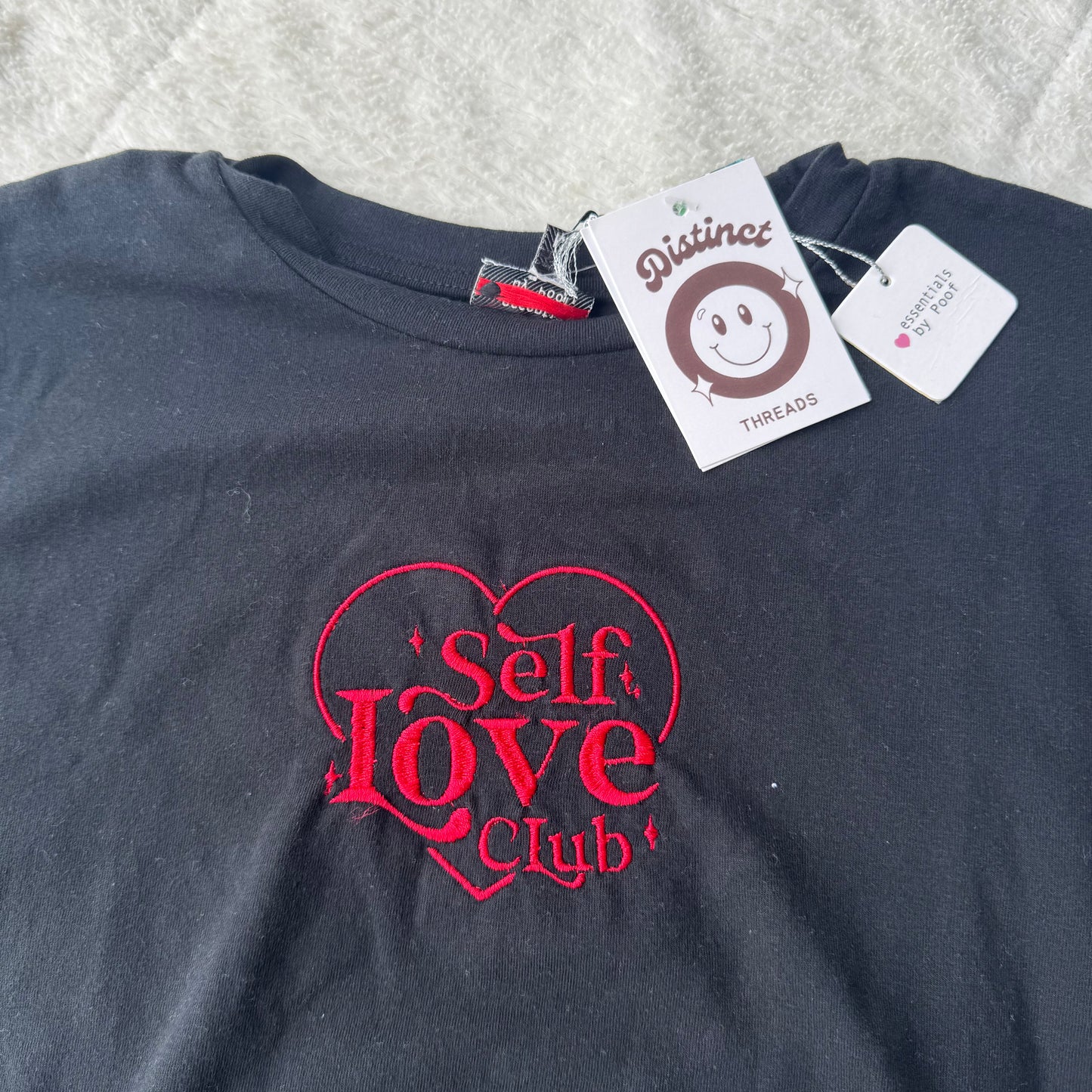 Self Love Club Ready To Ship Embroidered Cropped Tee - Size Medium
