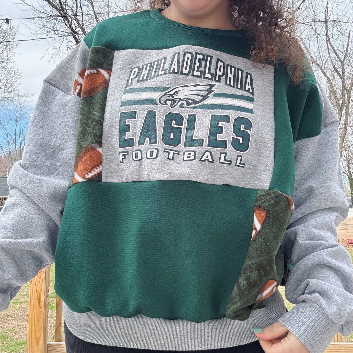 Birds Football Patchwork Hoodie - Size XS-XL
