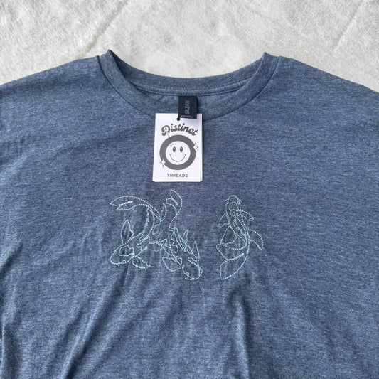 Koi Fish Ready To Ship Embroidered Tee - Size Medium