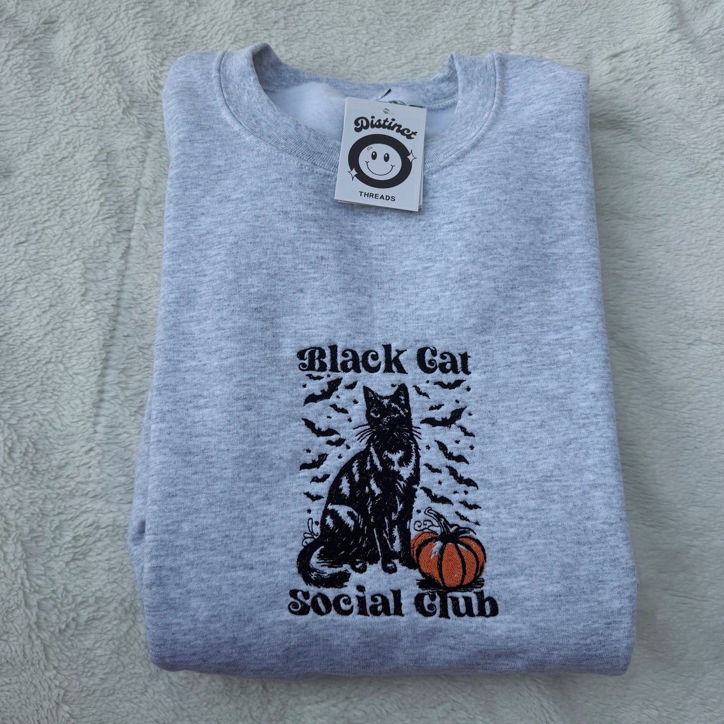 Black Cat Social Club Embroidered Crewneck Sweatshirt