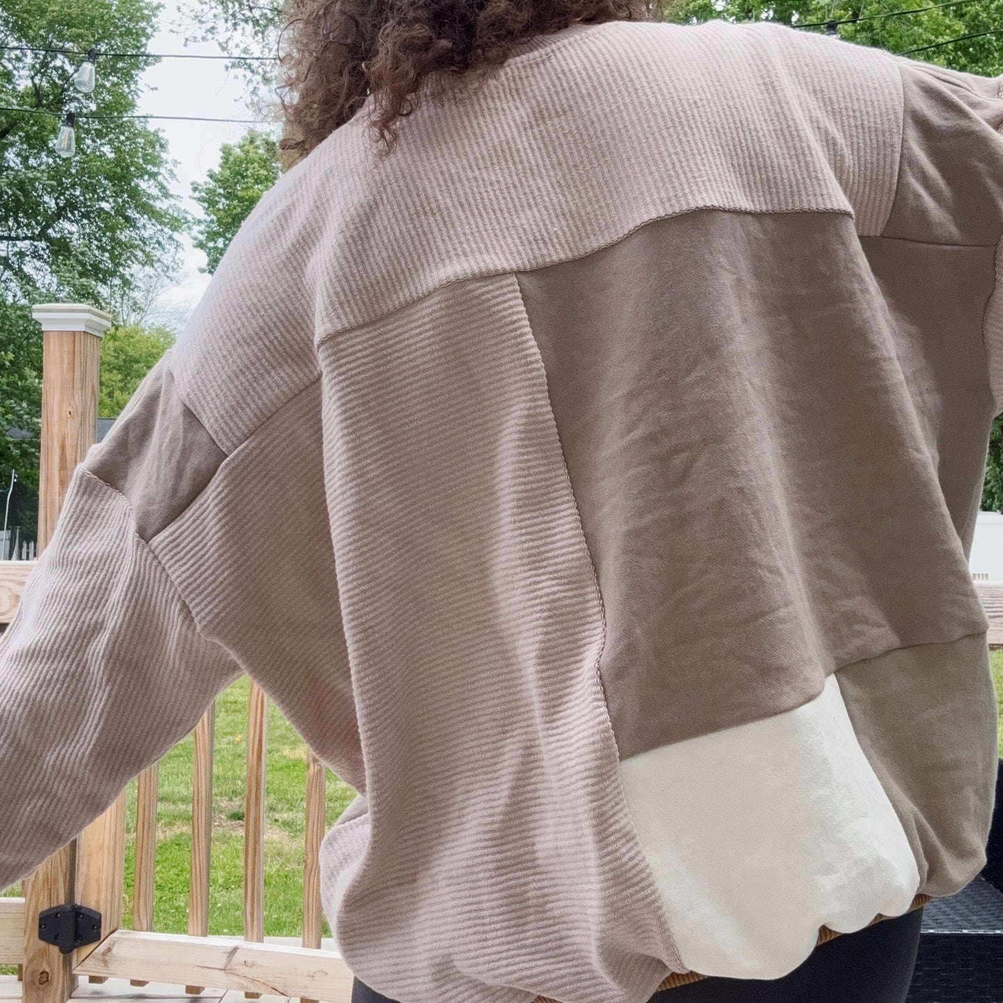 Eras Neutral Patchwork Crewneck - Size S-2XL