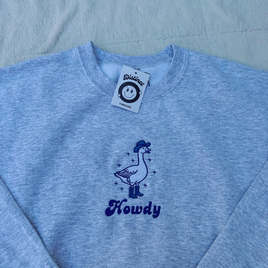 Howdy Cowboy Duck Ready To Ship Embroidered Crew - Size Medium