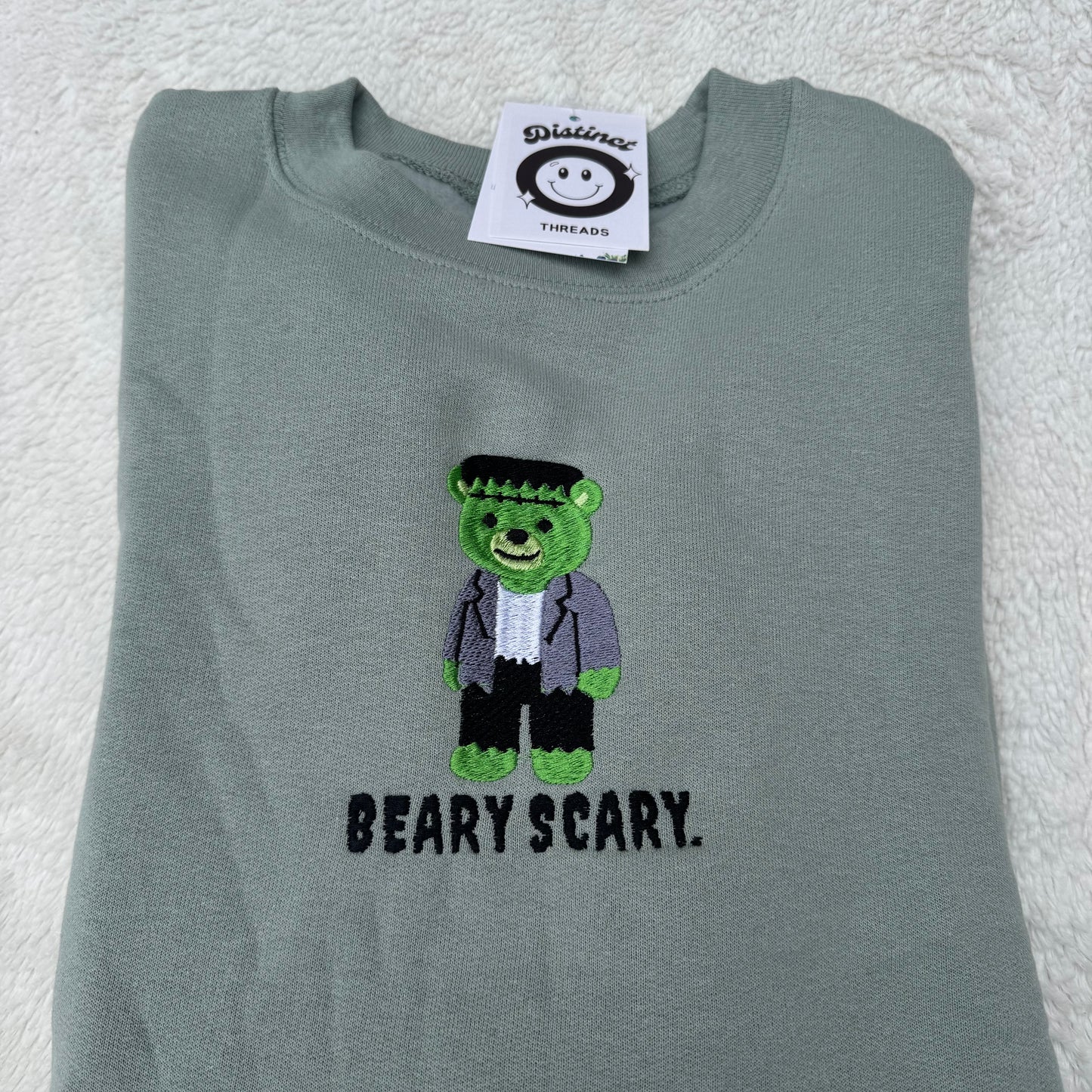 Beary Scary Frankenbear Embroidered Crewneck Sweatshirt