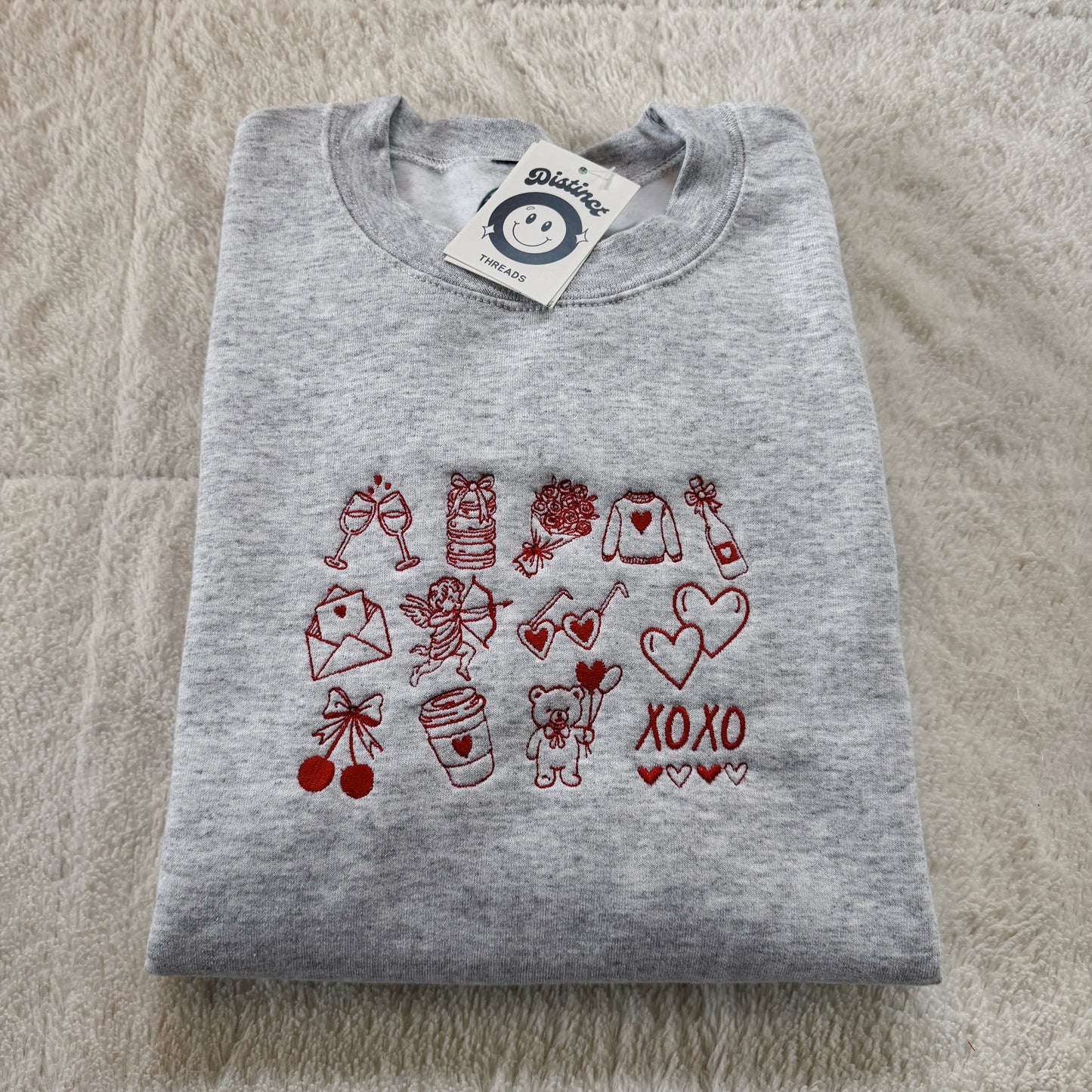 Love Collage Embroidered Crewneck Sweatshirt