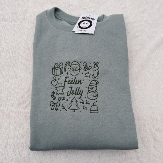Feelin' Jolly Embroidered Crewneck Sweatshirt