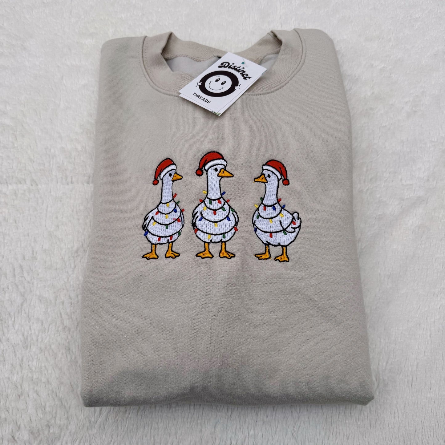 Christmas Ducks Embroidered Crewneck Sweatshirt