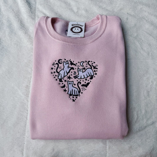 Ghost Cat Heart Crewneck Sweatshirt