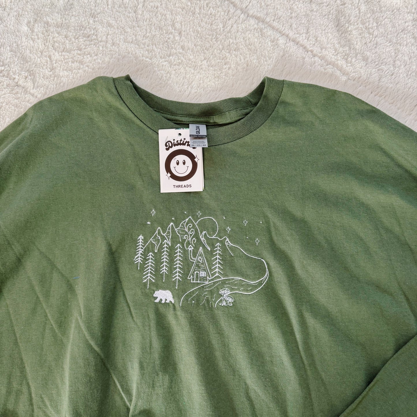 Winter Scene Ready To Ship Embroidered Long Sleeve Tee - Size XXL