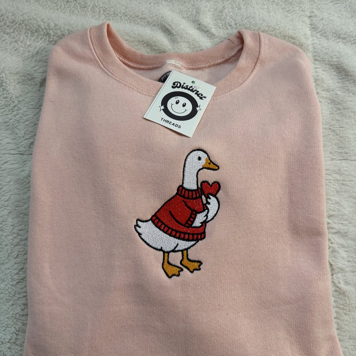 Heart Sweater Goose Embroidered Crewneck Sweatshirt