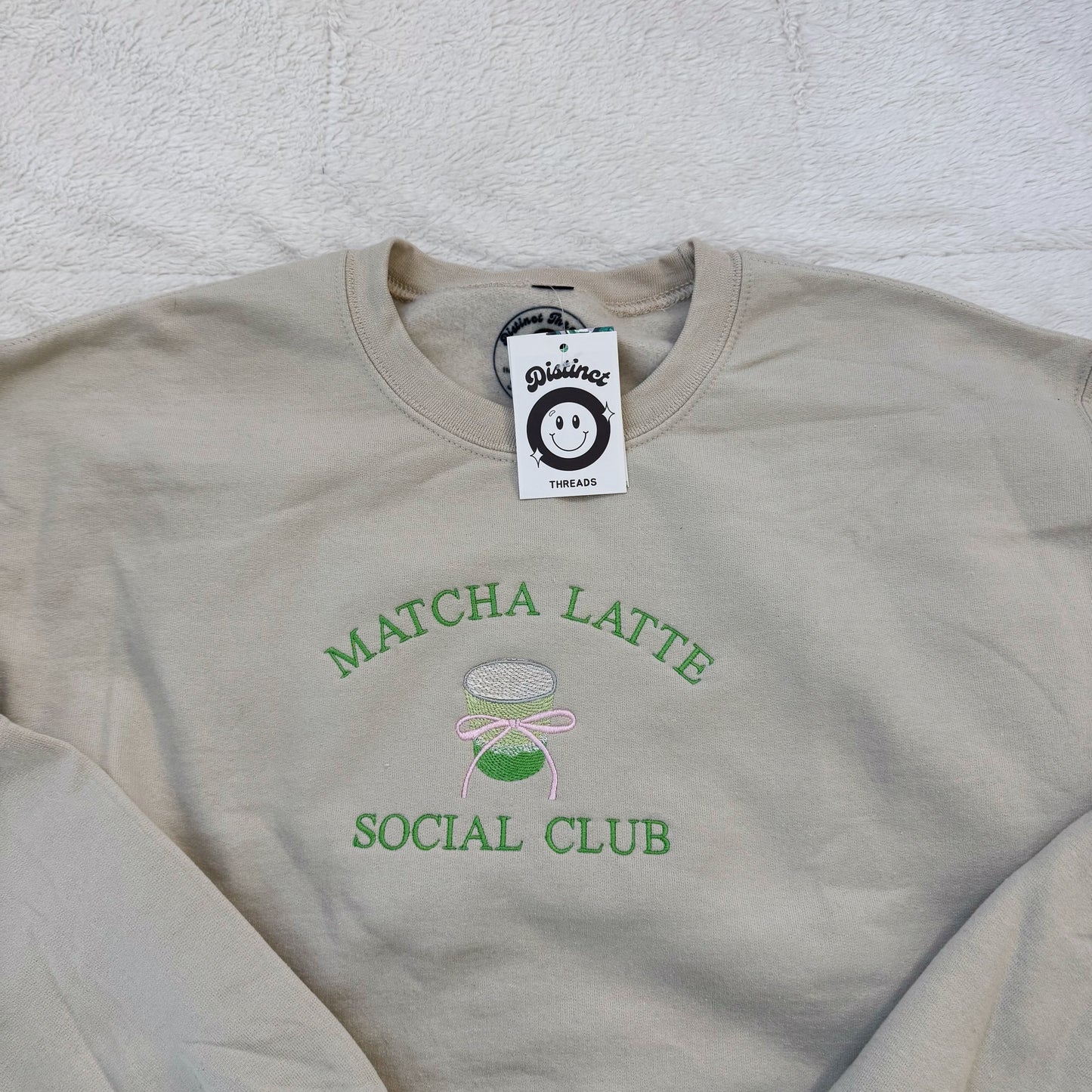 Matcha Latte Social Club Ready To Ship Embroidered Crew - Size Medium